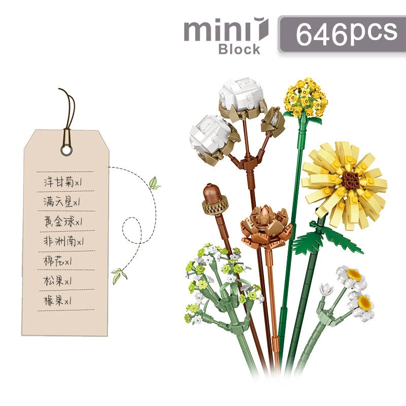 Fleurs en briques de construction