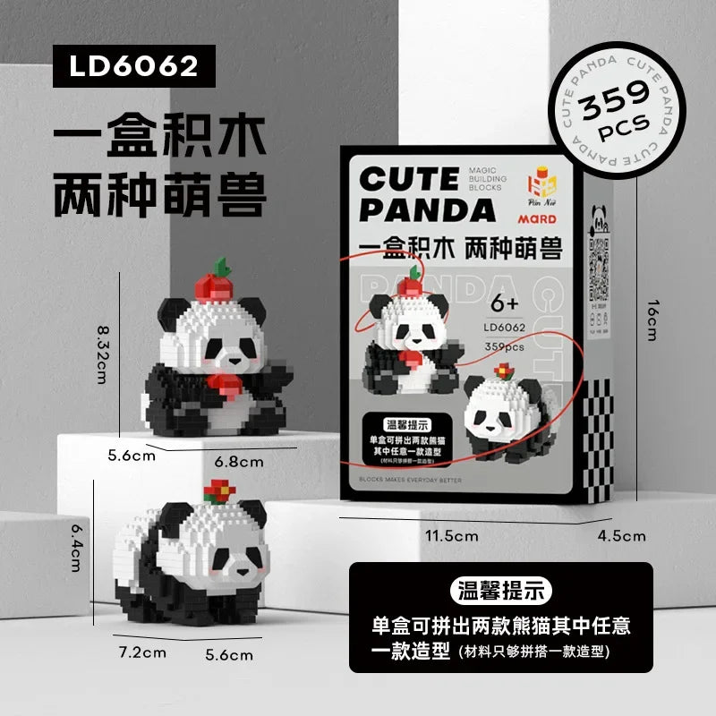 Pandas mignons en briques de construction