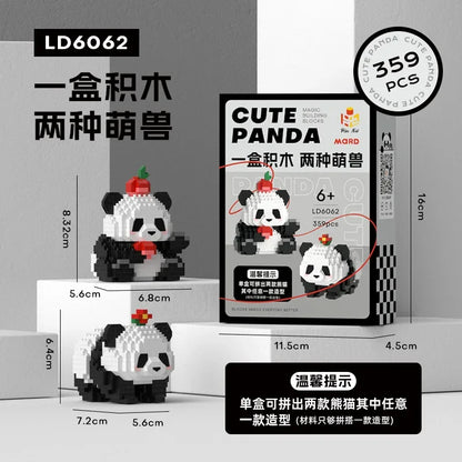 Pandas mignons en briques de construction