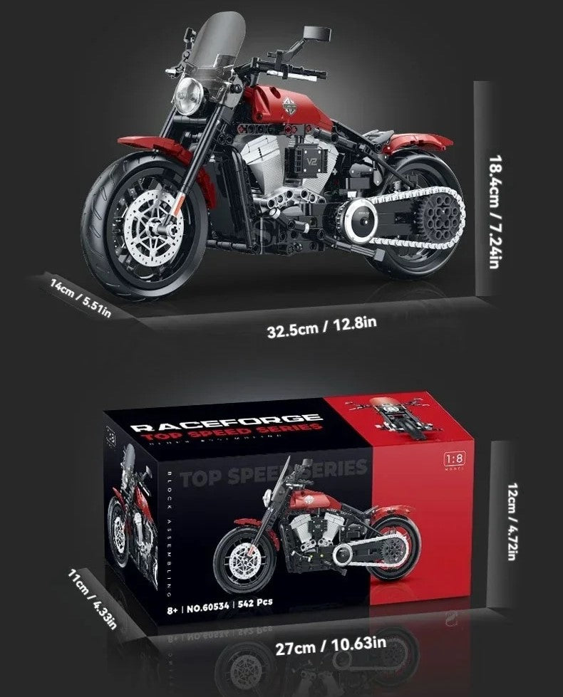 Motos vintages en briques de construction