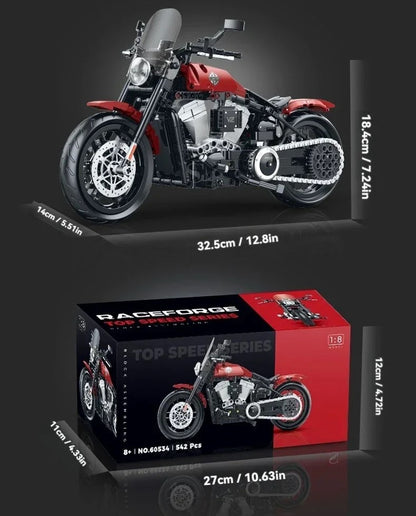 Motos vintages en briques de construction