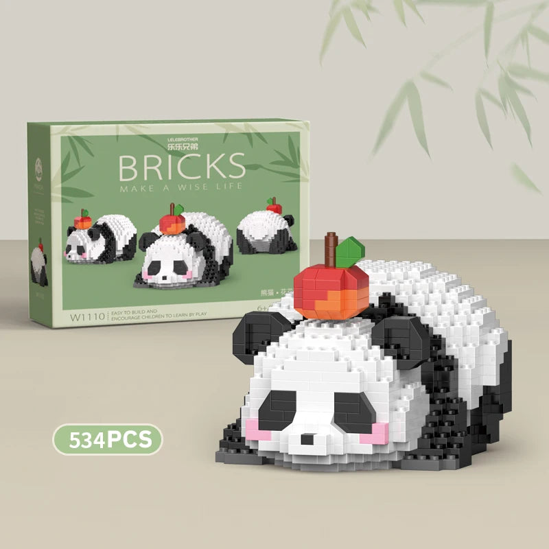 Pandas en briques de construction