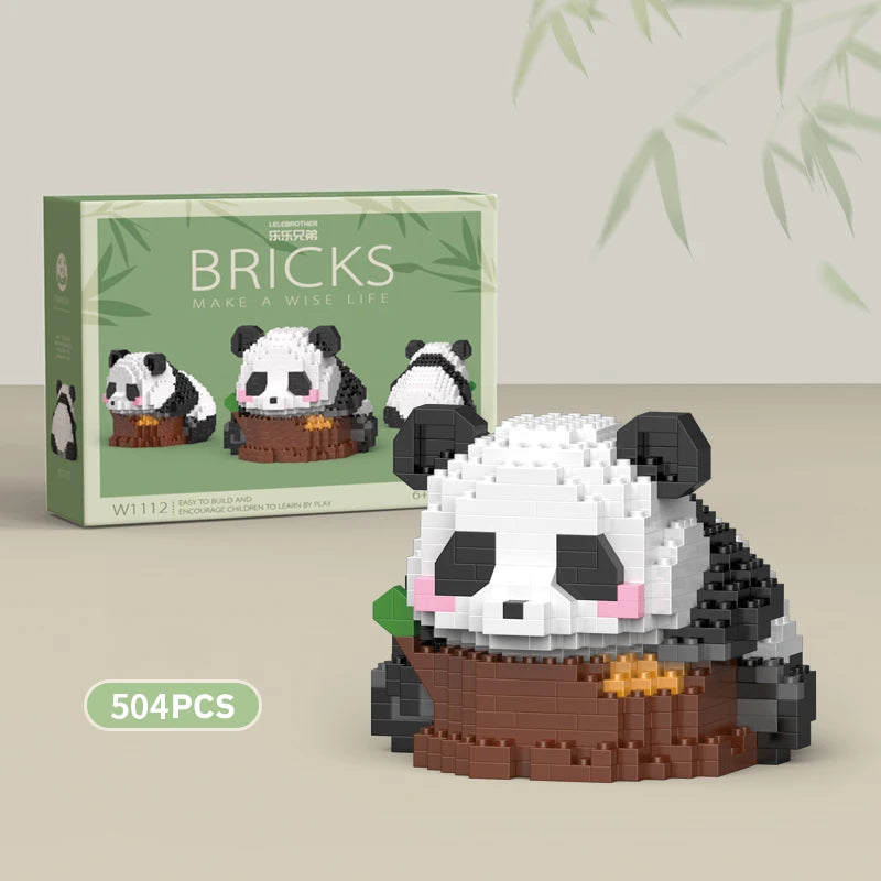 Pandas en briques de construction