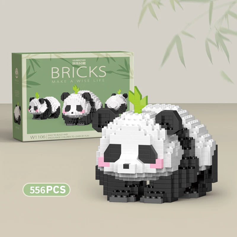 Pandas en briques de construction