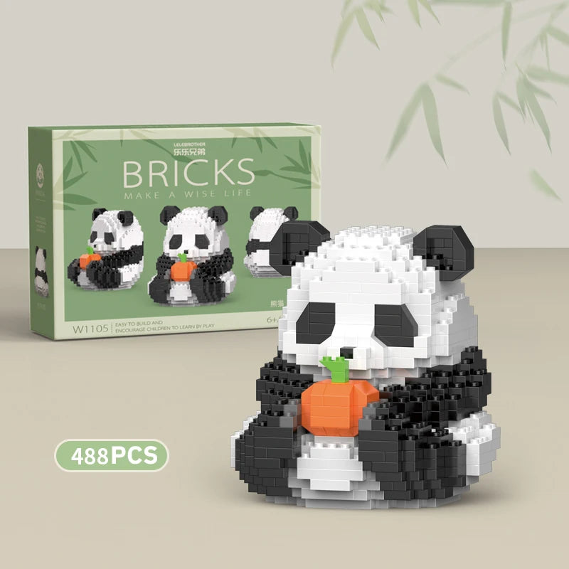 Pandas en briques de construction