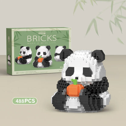 Pandas en briques de construction