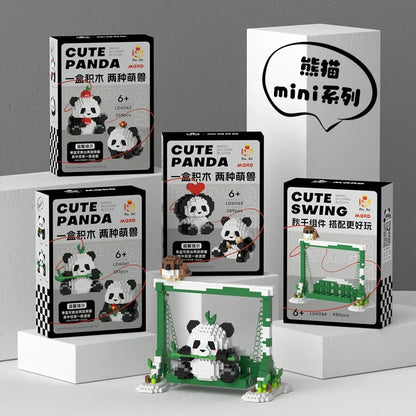 Pandas mignons en briques de construction