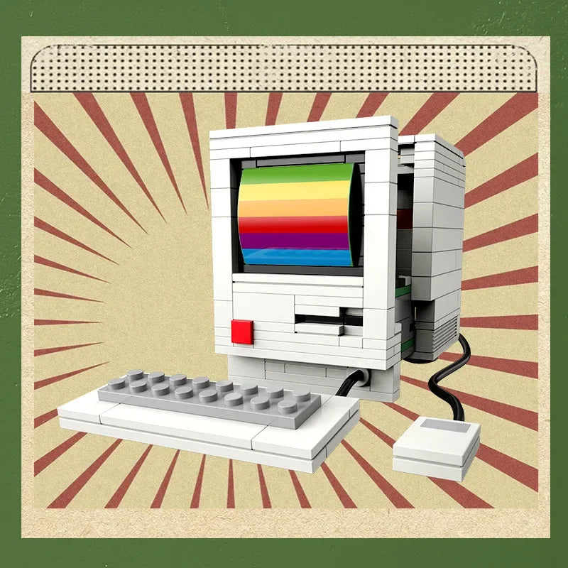Appareils électroniques rétro en briques de construction
