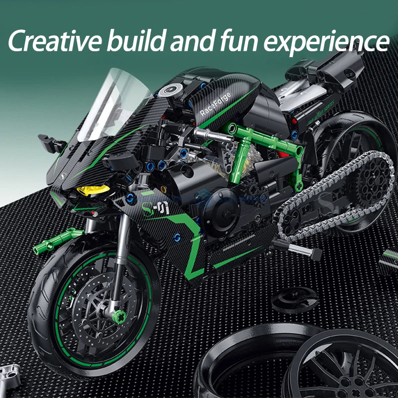 Moto de sport japonaise en briques de construction