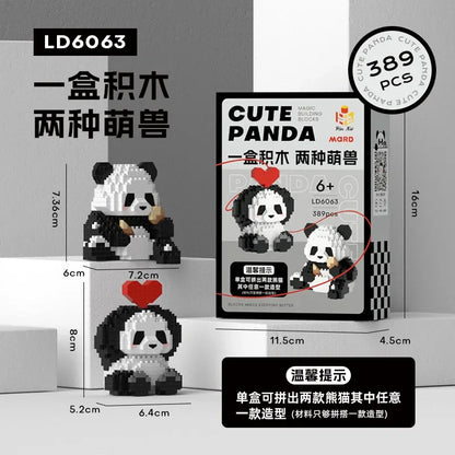 Pandas mignons en briques de construction