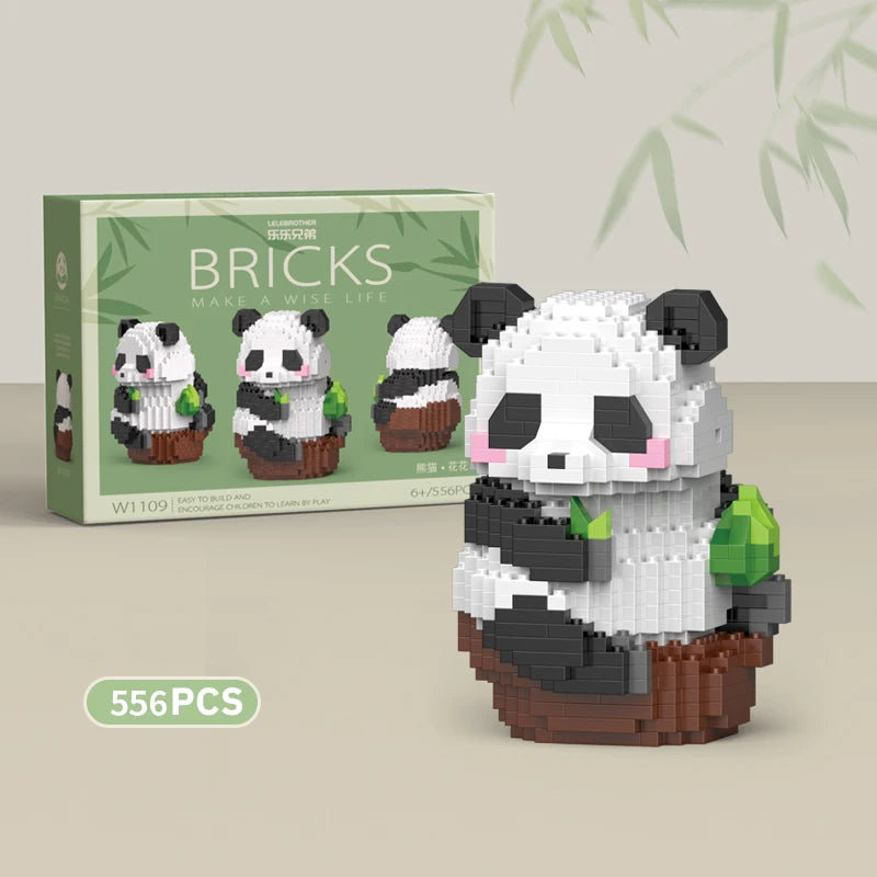 Pandas en briques de construction