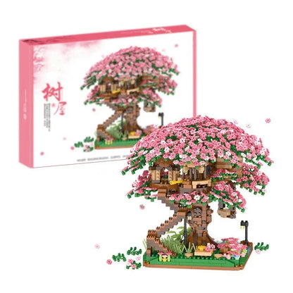 Arbre fleuri en briques de construction