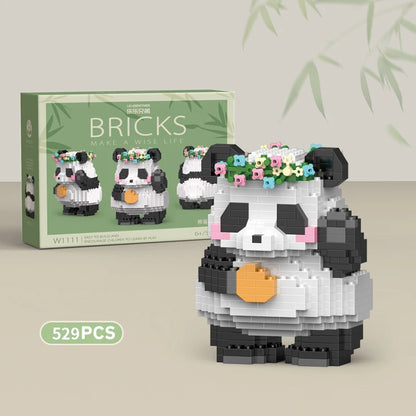 Pandas en briques de construction