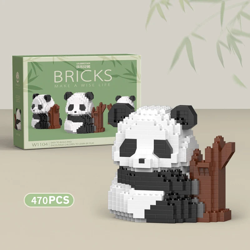 Pandas en briques de construction