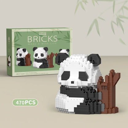 Pandas en briques de construction