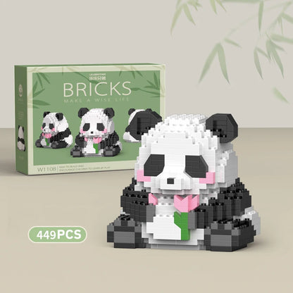Pandas en briques de construction