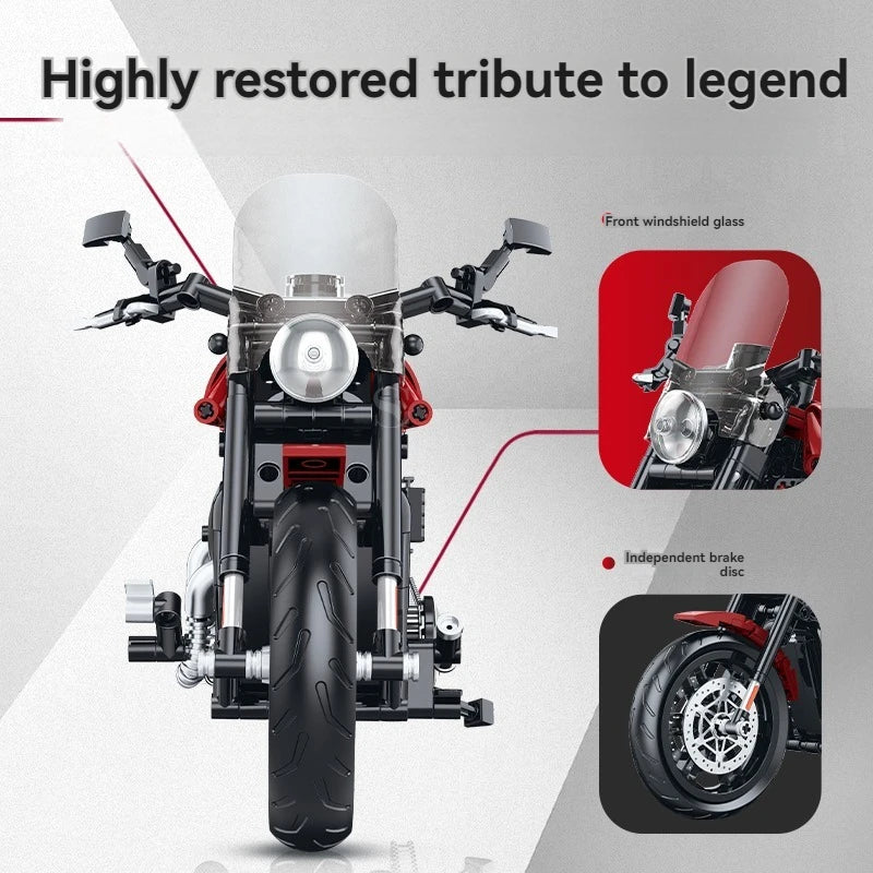 Motos vintages en briques de construction