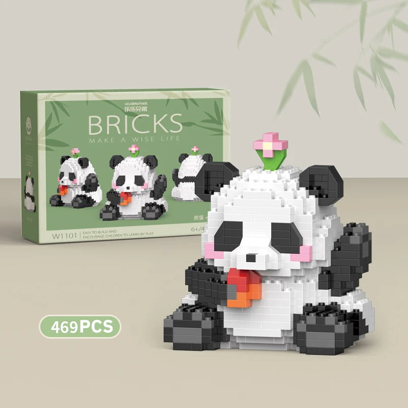 Pandas en briques de construction
