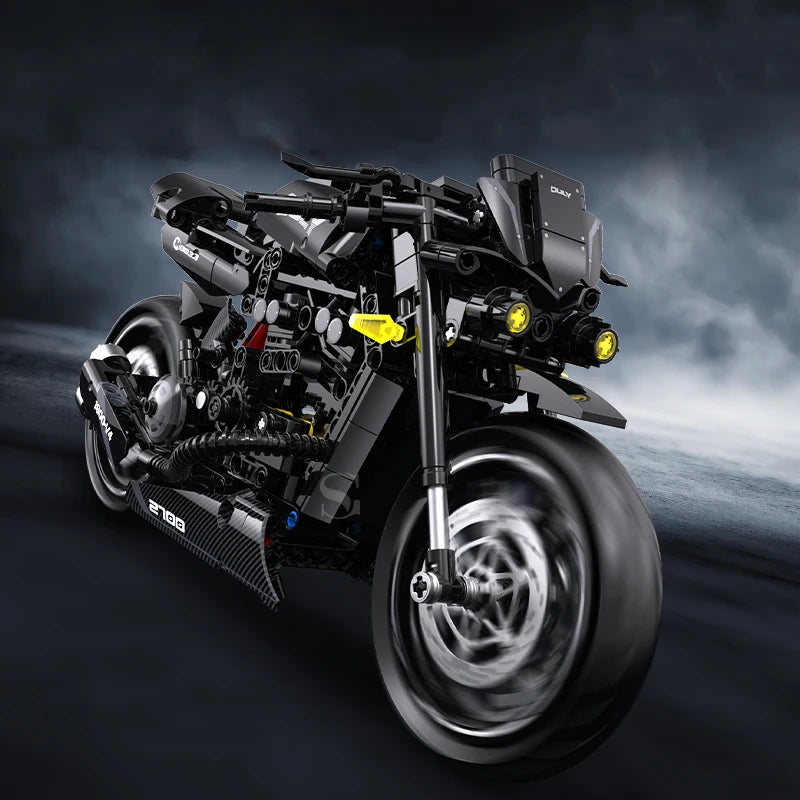 Moto moderne en briques de construction