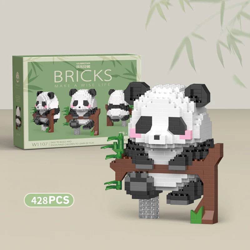 Pandas en briques de construction