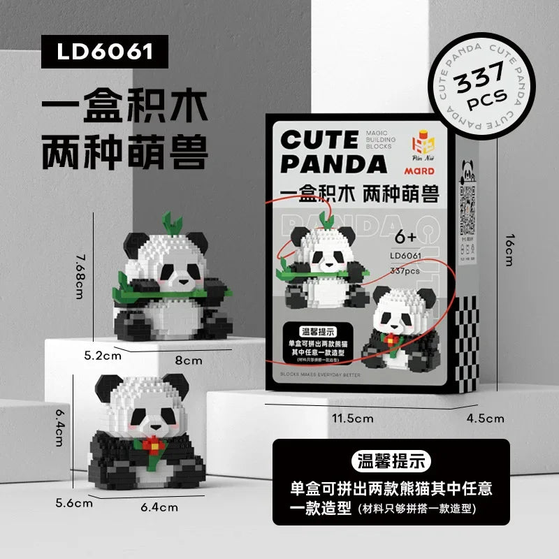 Pandas mignons en briques de construction